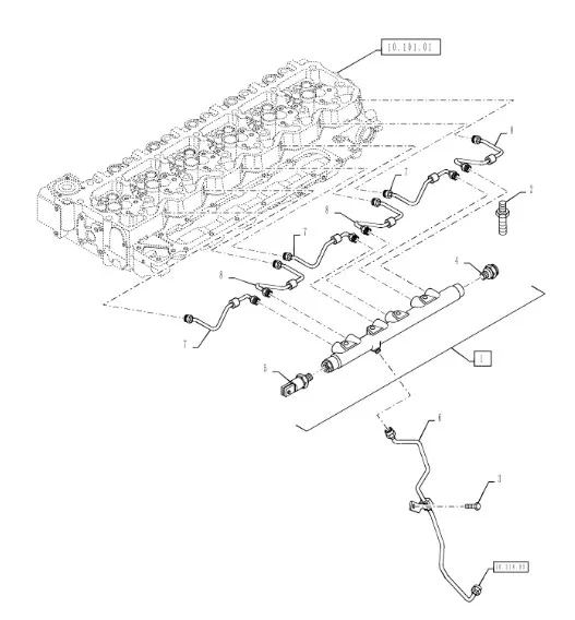 2857049 - Трубка топл. ТНВДрампа ДВС Cursor7CR T7/Puma, T6090/80