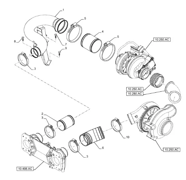 504382418 - Патрубок возд. выс. давл. теплообм. возд. ДВС Cursor13 T9.615/St.