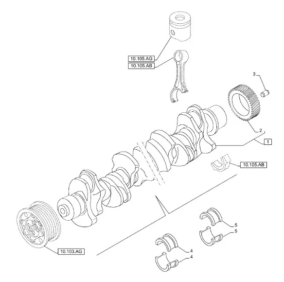504388345 - Коленвал в сборе ДВС Cursor13 T9.615/St.