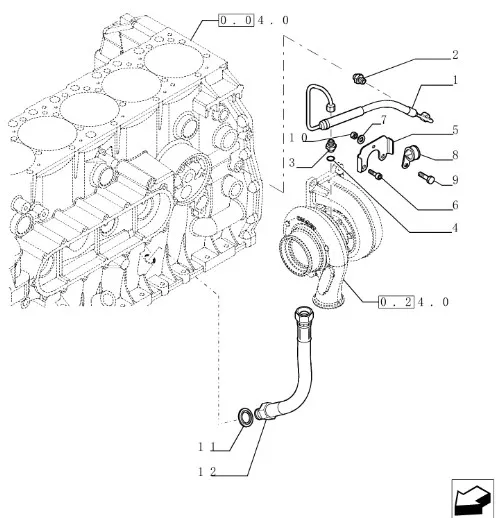500324053 - Трубка слива масл. смазки турбокомпр. ДВС Cursor8K/9K CS, CSX, CX8070